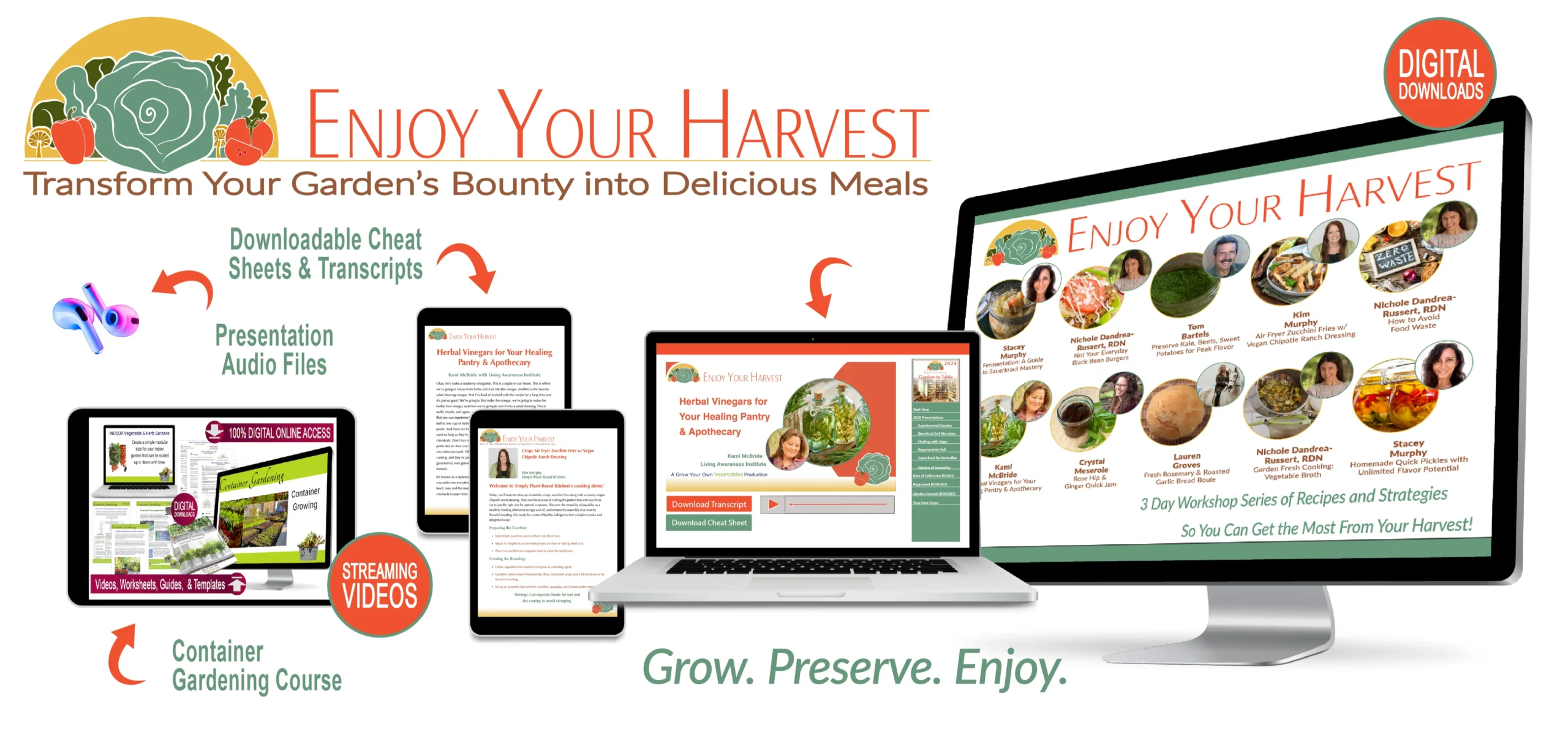 Sales Graphic for Garden to Table Kit. Pieces of the Kit displayed with labels